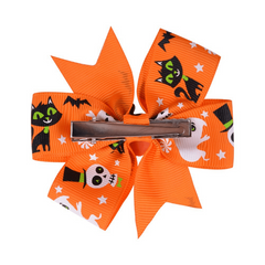 Pumpkin Skull Ribbon Bow Hair Clip Halloween Girls Hair Clip