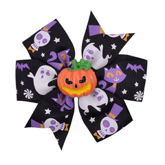 Pumpkin Skull Ribbon Bow Hair Clip Halloween Girls Hair Clip