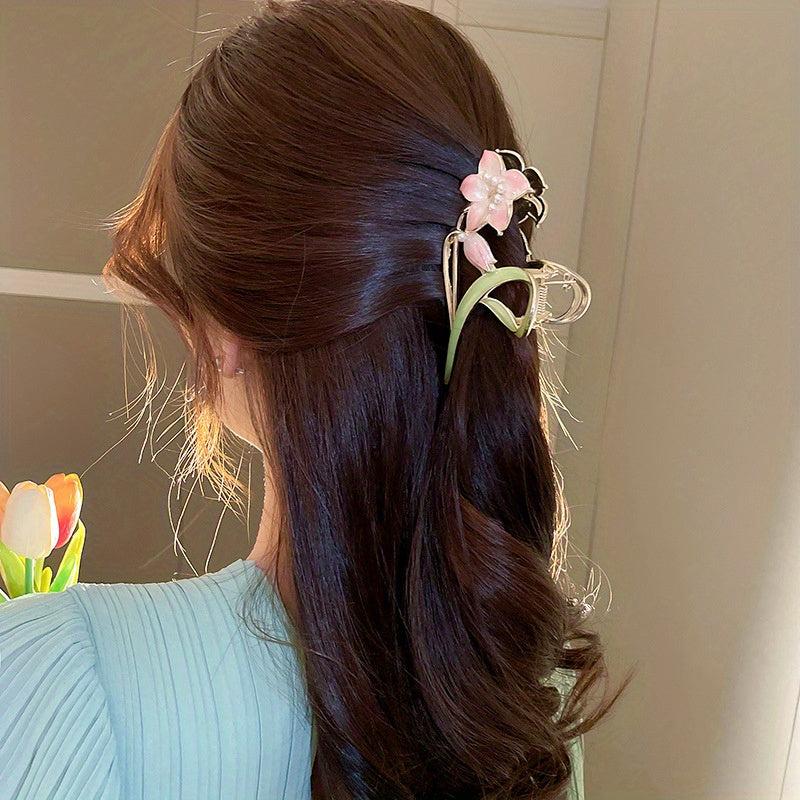 Lily Flower Hair Clip Large Hair Claw Female Head Headdress Hair Accessory