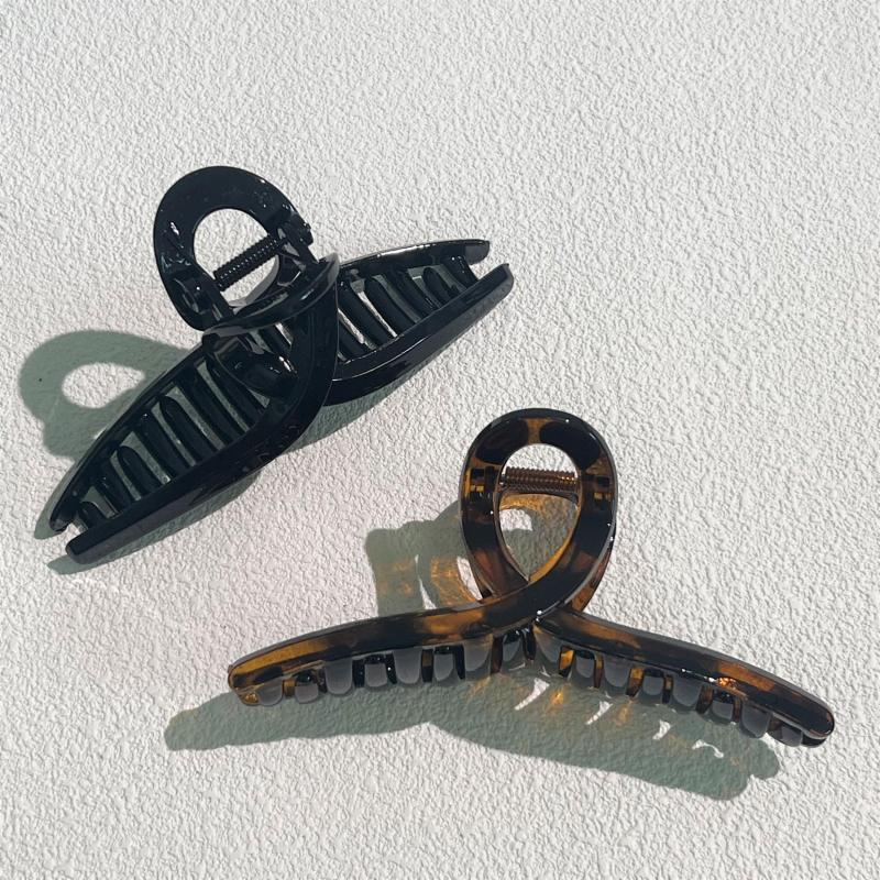 6pcs Large Hair Claw Vintage Glossy Style Solid Shark Claw Hair Accessories