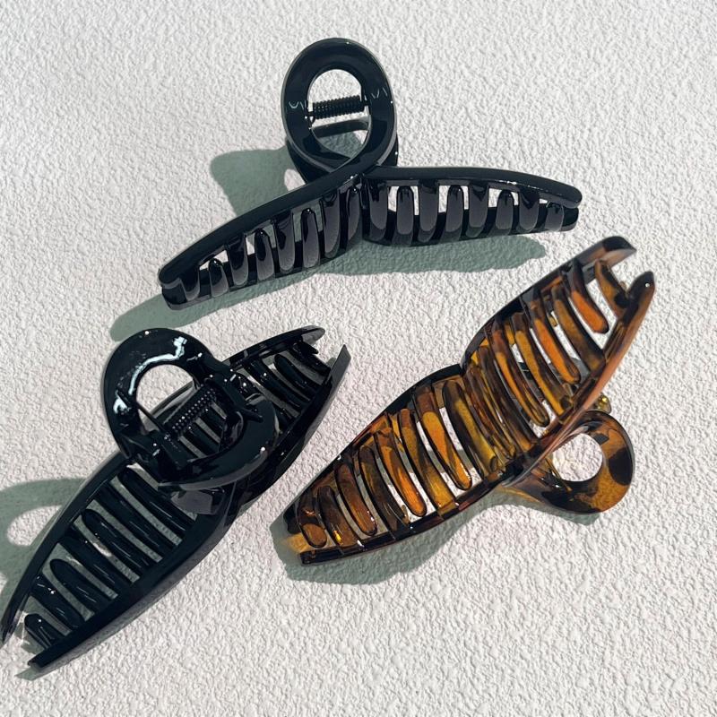 6pcs Large Hair Claw Vintage Glossy Style Solid Shark Claw Hair Accessories