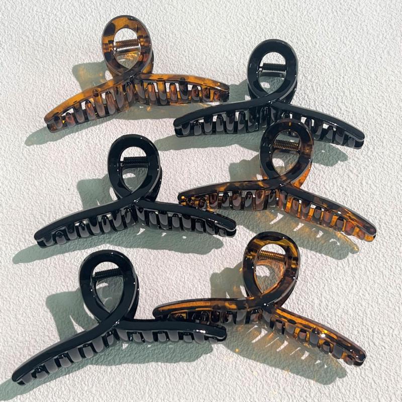 6pcs Large Hair Claw Vintage Glossy Style Solid Shark Claw Hair Accessories