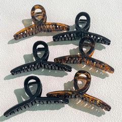 6pcs Large Hair Claw Vintage Glossy Style Solid Shark Claw Hair Accessories