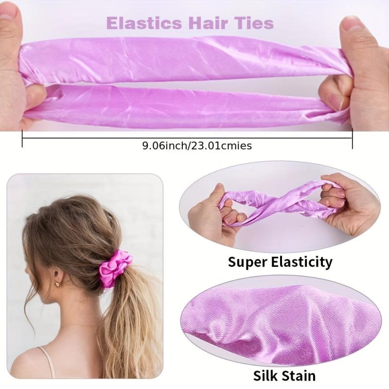 50PCS Satin Hair Scrunchies Curly Hair Silky Accessories Gift Pack