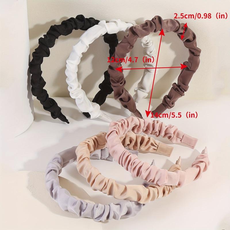 6PCS Solid Satin Hair Band Headdress Head Hoop For Women Girls