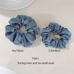 12 Satin Hair Tie Scrunchies Ponytail Holder Hair Rope Women Girls Accessories
