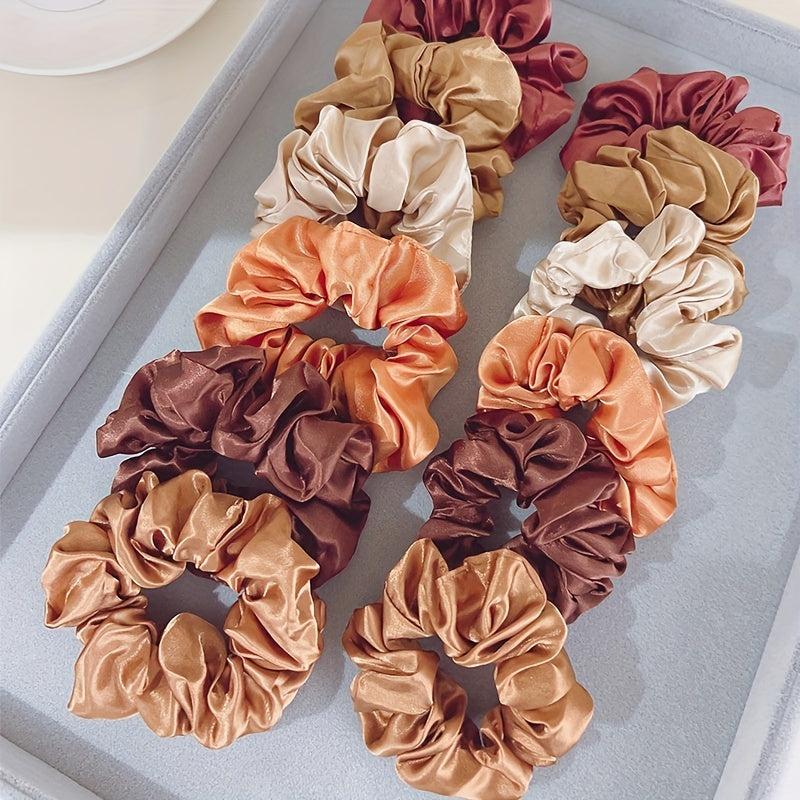 12 Satin Hair Tie Scrunchies Ponytail Holder Hair Rope Women Girls Accessories