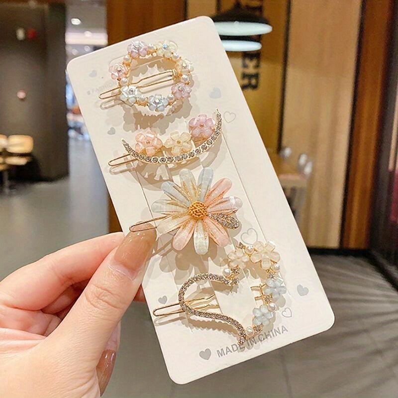 Rhinestone Crystal Flower Hair Clip Barrette for Girls Women
