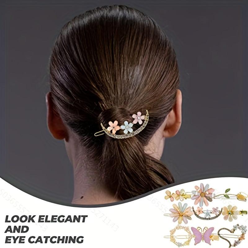 Rhinestone Crystal Flower Hair Clip Barrette for Girls Women