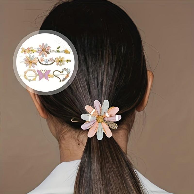 Rhinestone Crystal Flower Hair Clip Barrette for Girls Women