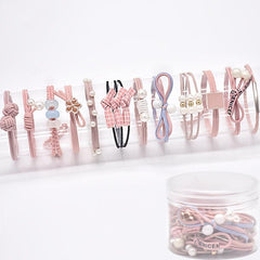 12pcs Girl Faux Pearl Hair Tie Pink Elastic Hair Accessories For Girls