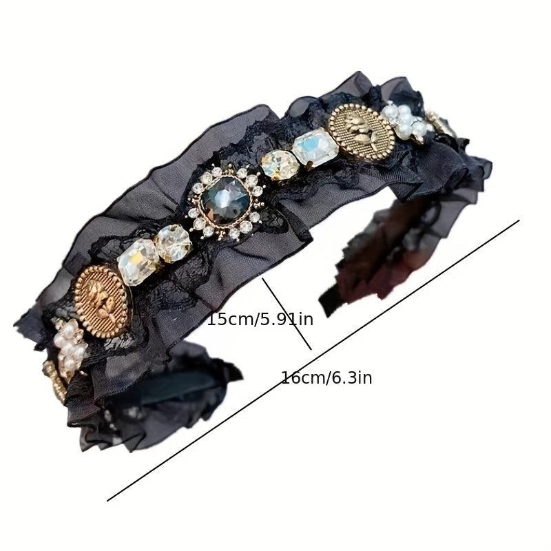 Lace Headband Rhinestone Hair Band Girls Party Prom