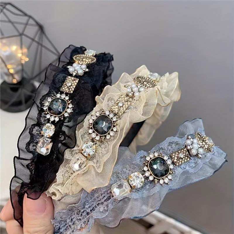 Lace Headband Rhinestone Hair Band Girls Party Prom