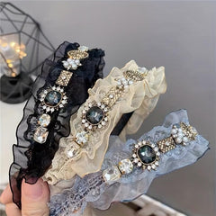 Lace Headband Rhinestone Hair Band Girls Party Prom