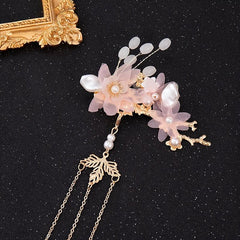 Flower Pearl Hair Clip Headpiece Fringed Pair Clip Daily Accessories