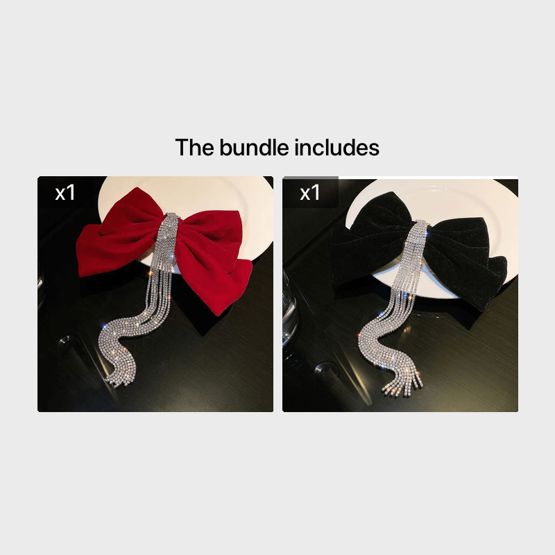 Rhinestone Tassel Bow Hairpin Sparkling Hair Accessories