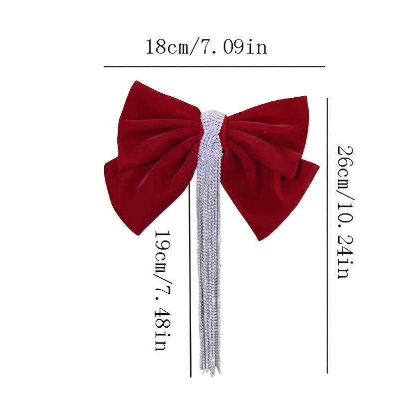Rhinestone Tassel Bow Hairpin Sparkling Hair Accessories