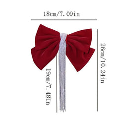 Rhinestone Tassel Bow Hairpin Sparkling Hair Accessories