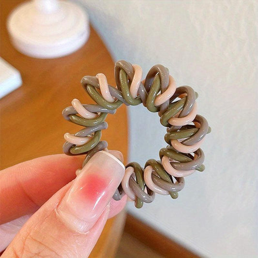 Block Twist Spiral Hair Tie Elastic Seamless Hair Rope Style Ponytail Holder