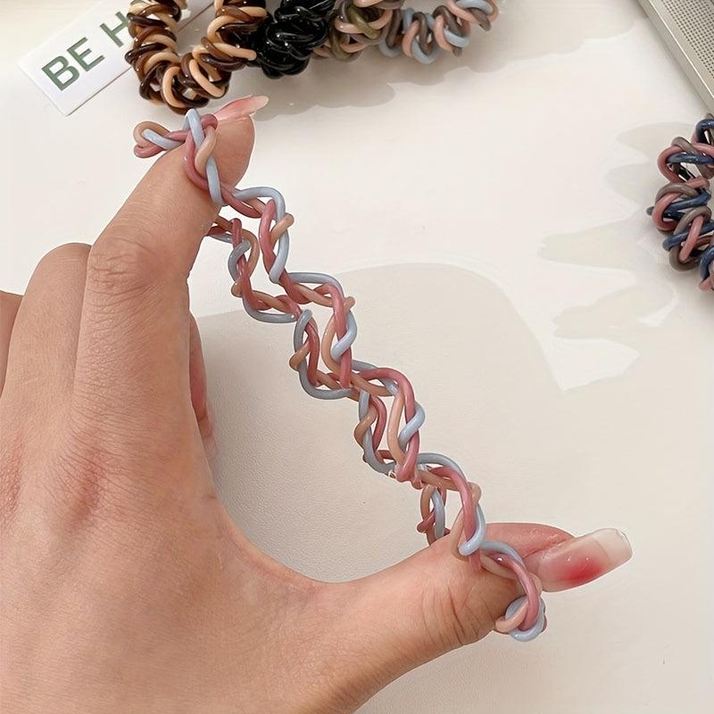 Block Twist Spiral Hair Tie Elastic Seamless Hair Rope Style Ponytail Holder
