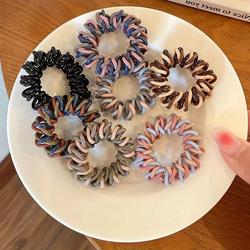 Block Twist Spiral Hair Tie Elastic Seamless Hair Rope Style Ponytail Holder