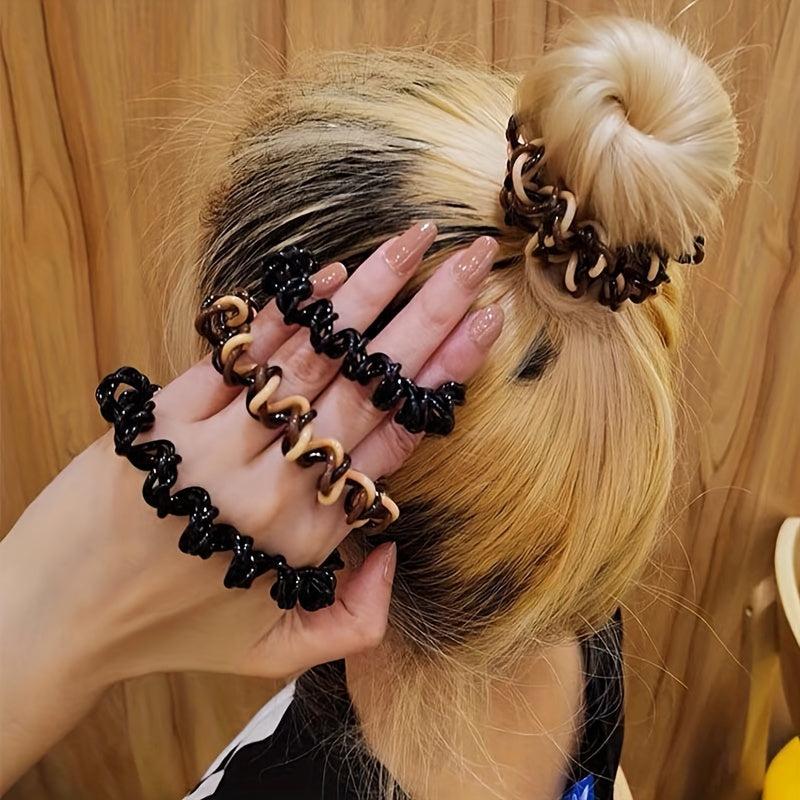 Block Twist Spiral Hair Tie Elastic Seamless Hair Rope Style Ponytail Holder