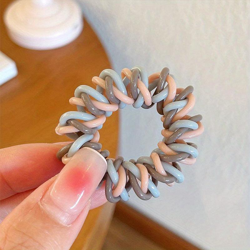 Block Twist Spiral Hair Tie Elastic Seamless Hair Rope Style Ponytail Holder