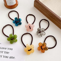 Jelly Flower Hair Tie Cartoon Flower Decor Hair Ring Elastic Ponytail Holder