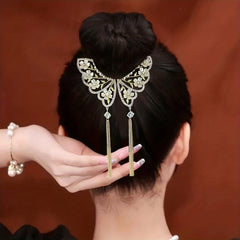 Glitter Chain Tassel Hair Claw Clip Butterfly Shape Faux Pearl Flower Hair Clip
