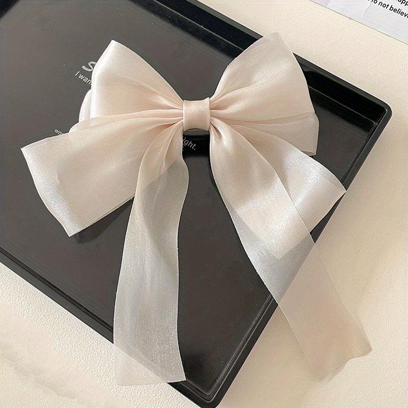 Organza Bow Barrette Ribbon Hair Clip for Women Girls