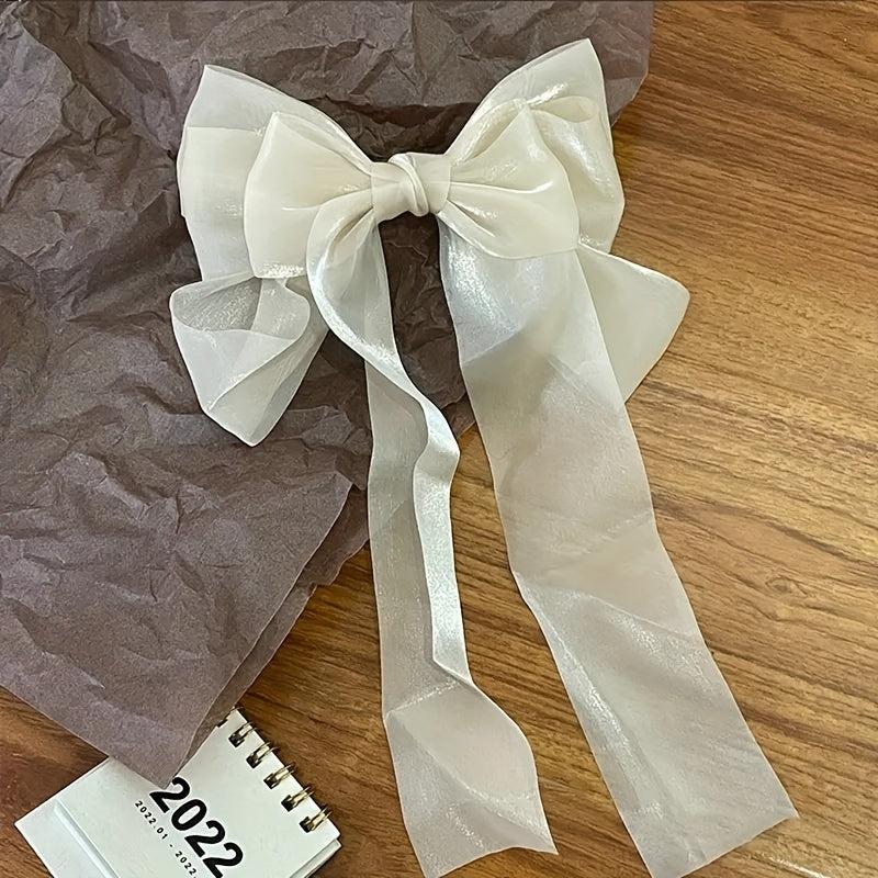 Organza Bow Barrette Ribbon Hair Clip for Women Girls