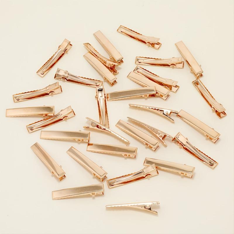 30pcs Golden Single Prong Hair Clips for DIY Craft Accessory