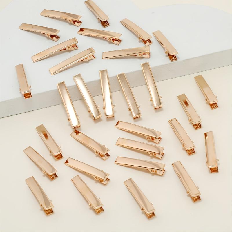 30pcs Golden Single Prong Hair Clips for DIY Craft Accessory