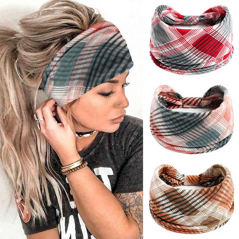 Boho Headbands For Women Stretch Wide Hair Bands Yoga Running Sweatband