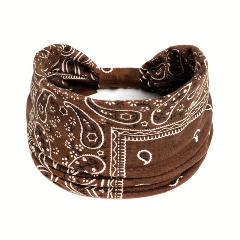 Boho Headband Stretchy Wide Hair Band Turban Paisley Pattern Knot