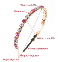Vintage Rhinestone Headband Elastic Thin Hair Hoop for Women Girls