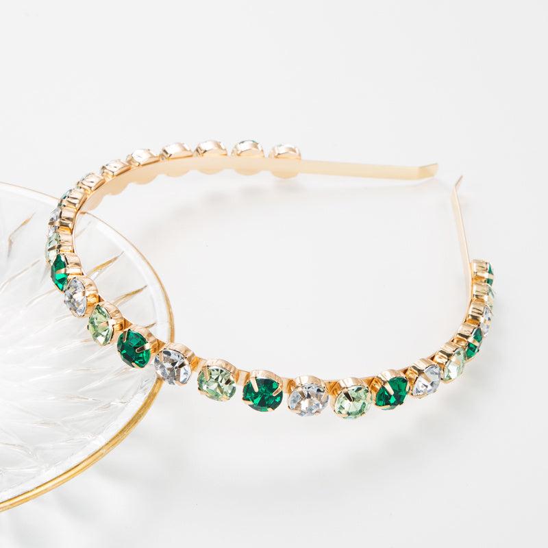 Vintage Rhinestone Headband Elastic Thin Hair Hoop for Women Girls