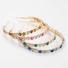 Vintage Rhinestone Headband Elastic Thin Hair Hoop for Women Girls