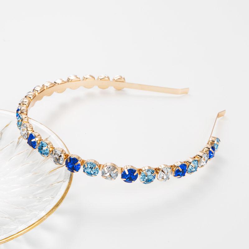 Vintage Rhinestone Headband Elastic Thin Hair Hoop for Women Girls