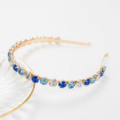 Vintage Rhinestone Headband Elastic Thin Hair Hoop for Women Girls