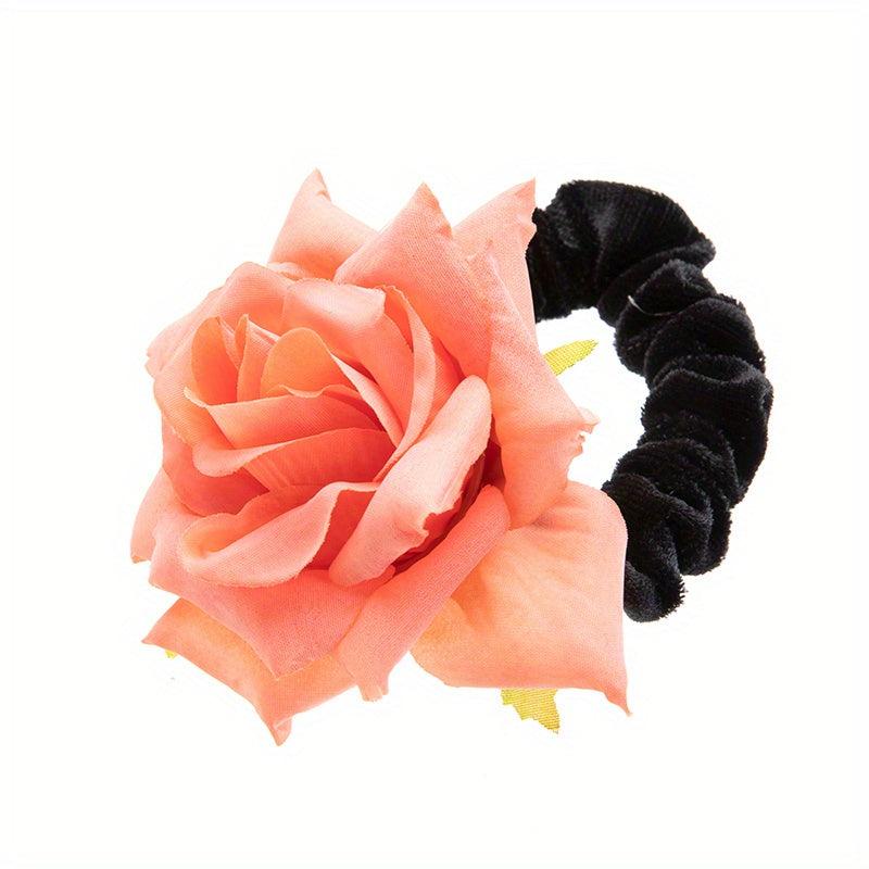 Rose Hair Tie Fabric Colorful Hair Rope Vacation Beach Style Ponytail Holder