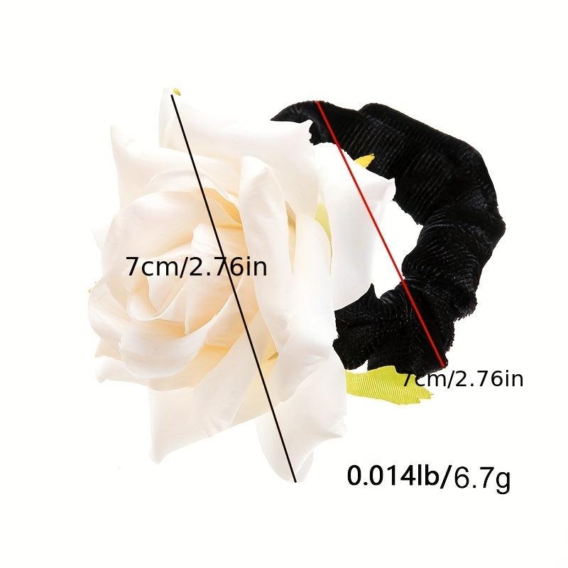 Rose Hair Tie Fabric Colorful Hair Rope Vacation Beach Style Ponytail Holder