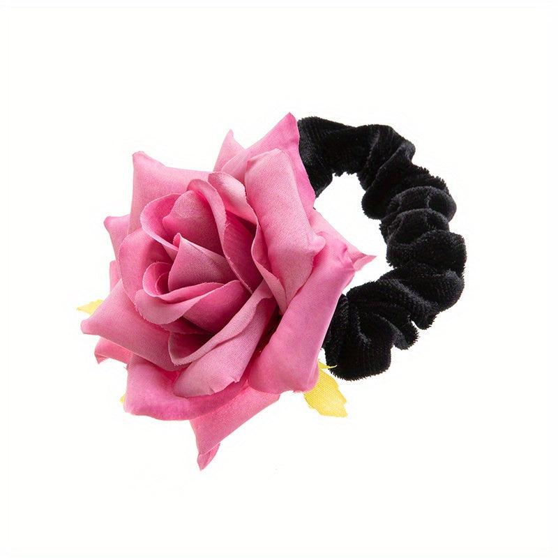 Rose Hair Tie Fabric Colorful Hair Rope Vacation Beach Style Ponytail Holder