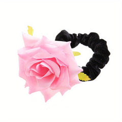 Rose Hair Tie Fabric Colorful Hair Rope Vacation Beach Style Ponytail Holder