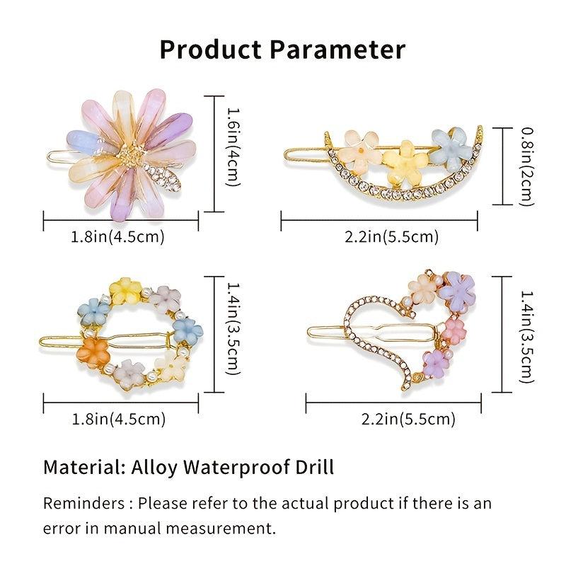 Colorful Flower Hair Clip Rhinestone Hair Pin Barrette