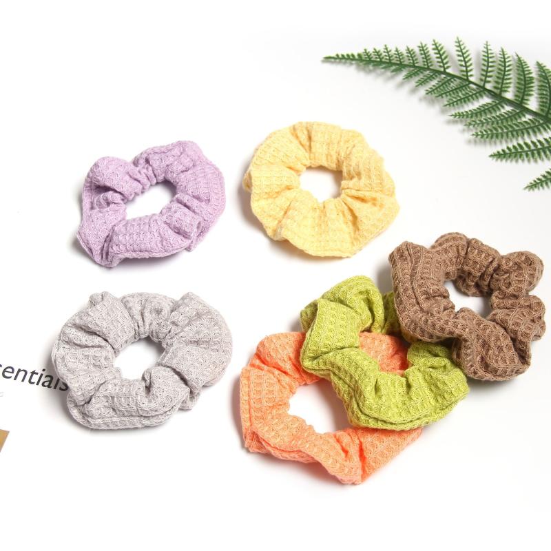 Plaid Candy Knitted Hair Scrunchies Soft Fabric for Women Girls