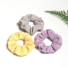 Plaid Candy Knitted Hair Scrunchies Soft Fabric for Women Girls
