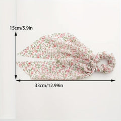 Floral Streamer Headband Scrunchie Ponytail Holder Hair Accessories