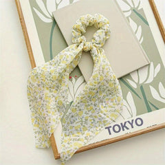 Floral Streamer Headband Scrunchie Ponytail Holder Hair Accessories
