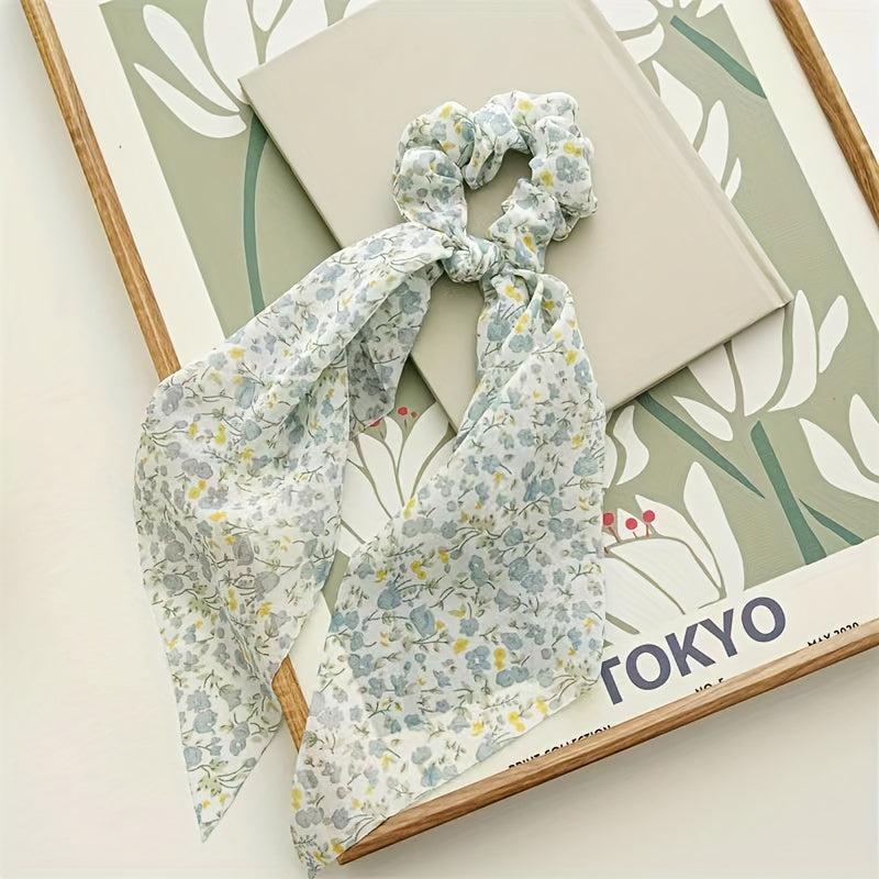 Floral Streamer Headband Scrunchie Ponytail Holder Hair Accessories